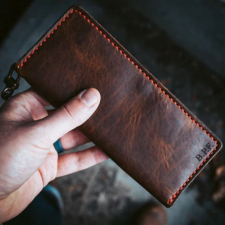 Orange Bison Flap Wallet | Leather Wallets made in America at KMM & Co –  KMM & Co.